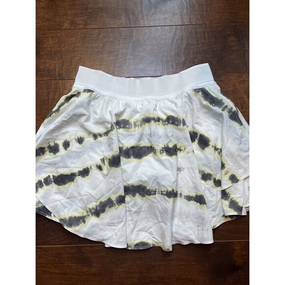 Lululemon size 8 Court Rival High Rise Skirt Long White Yellow Gray Tie dye - Picture 3 of 6